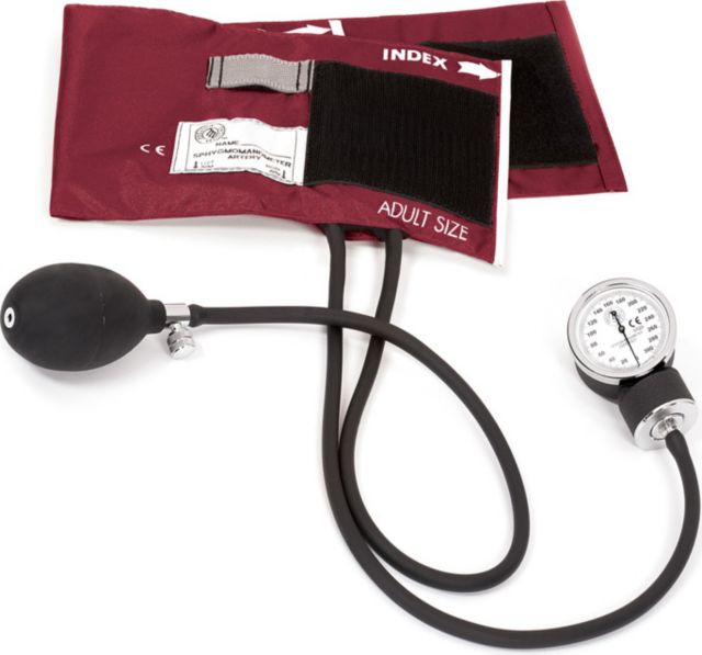 PREMIUM ADULT ANEROID SPHYGMOMANOMTER IN CLAMSHELL-BURGUNDY