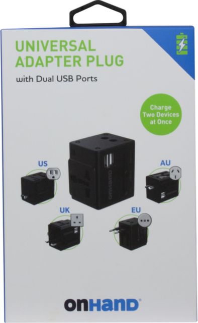 OnHand Universal Travel Adapter,Black - ONLINE ONLY